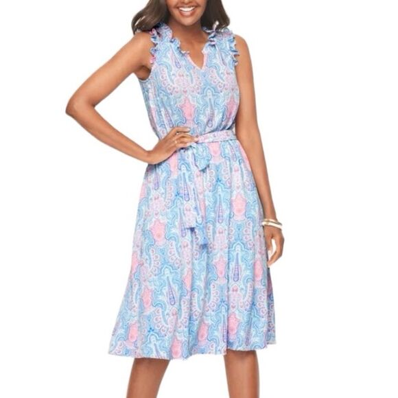 Talbots Fit & Flare Dress Island Paisley Sz 2P NWT - Picture 1 of 8